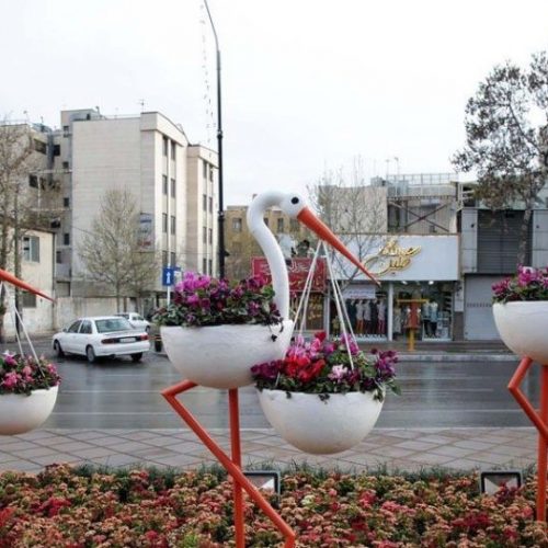 گلدان پایه دار شهری فایبرگلاس